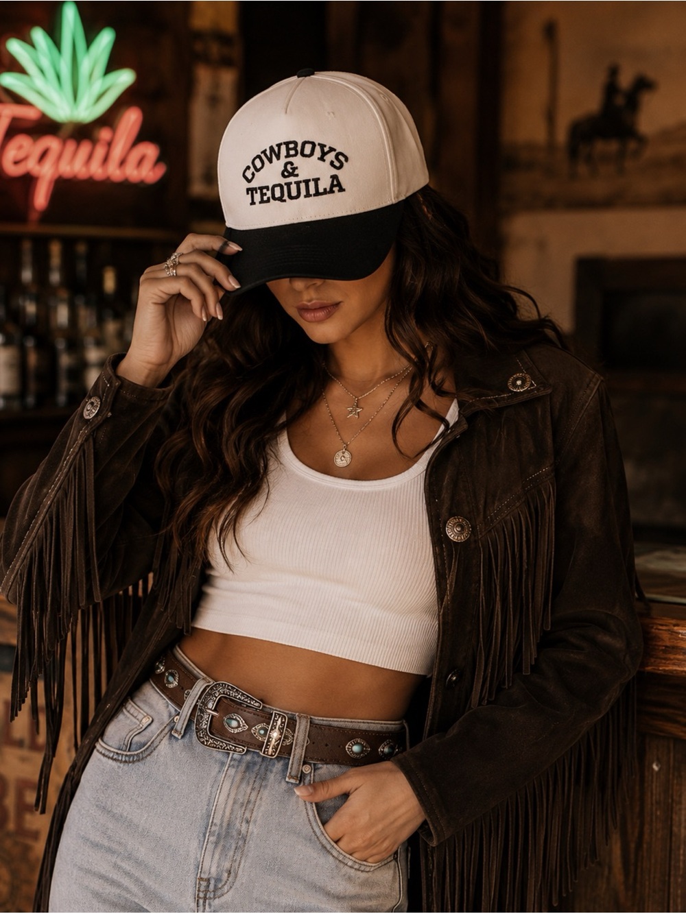 NWT Cowboys & Tequila Two Tone Canvas Cotton Cap